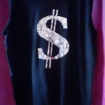 Frankie "KASH"  dollar sign on the back , glitter topas, later also in rhinestones available